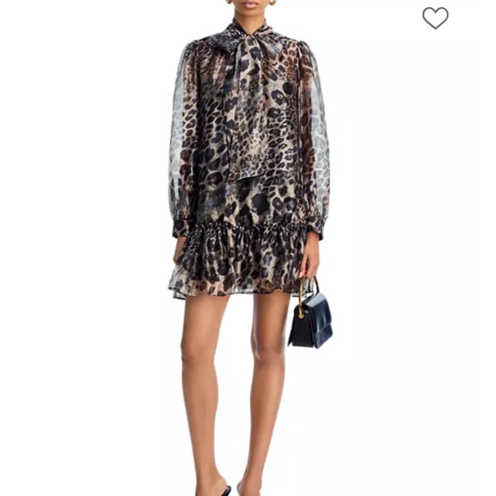 Aqua Animal Print Long Sleeve Dress